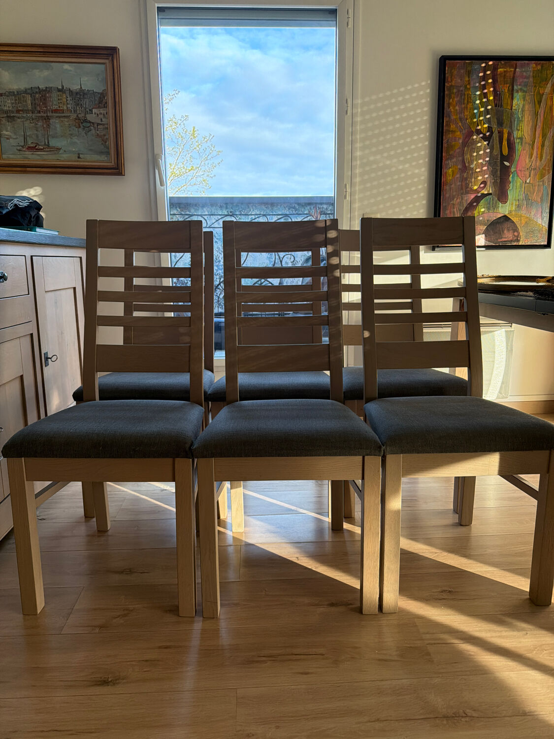 1 lot of 6 oak chairs