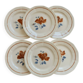 6 vintage flat plates from Sarreguemines - Rose pattern