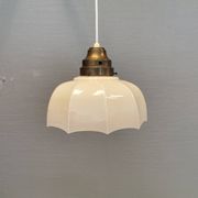 "Umbrella lamp" Danish and from the 1940s-1950s in beautiful cream colour with brass top.