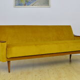 Mid-century yellow velvet sofa, 1960s