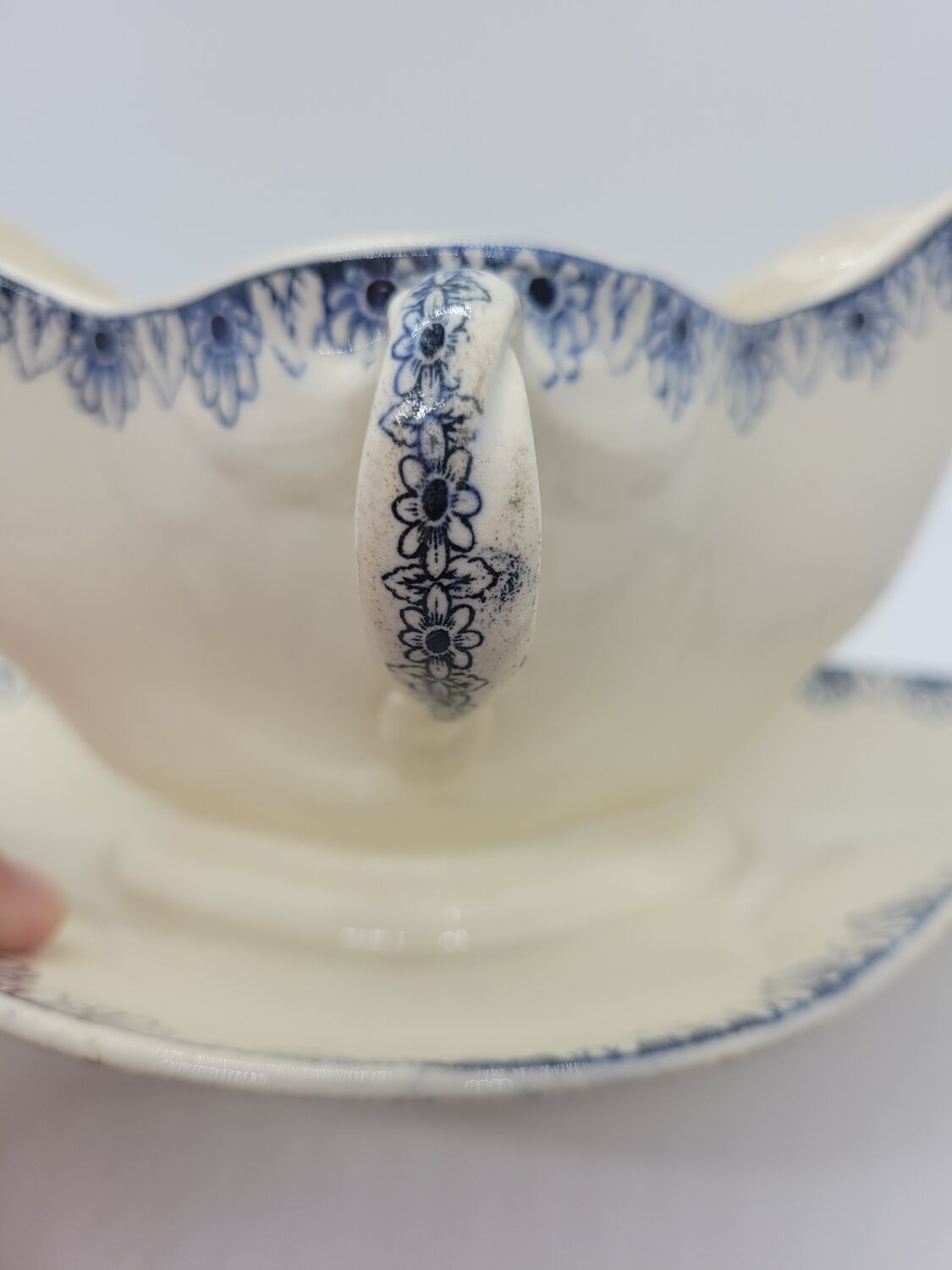 Saucière old earthenware décor Rouen Lunéville K&G