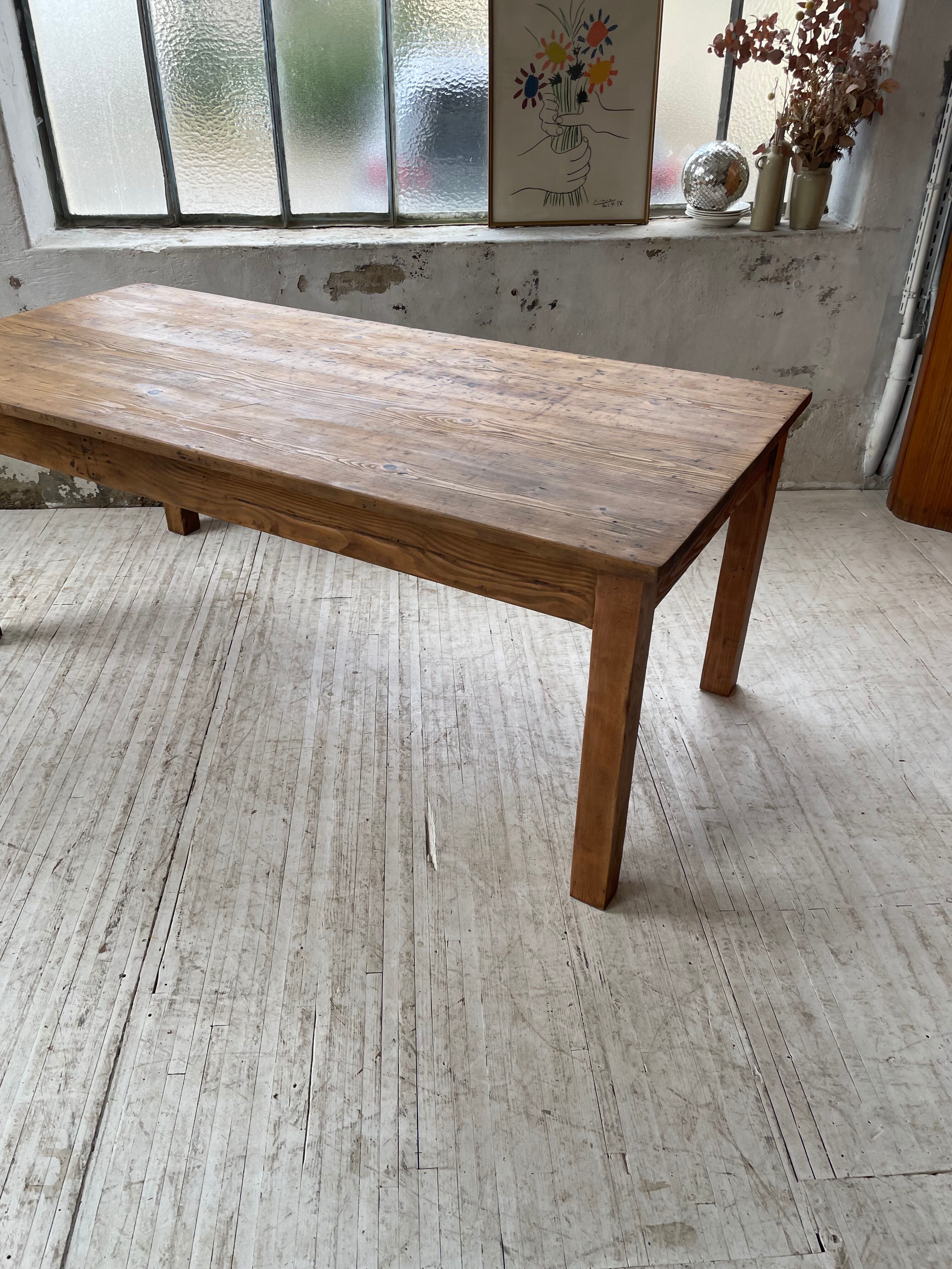 Farmhouse table in elm and pine 2m
