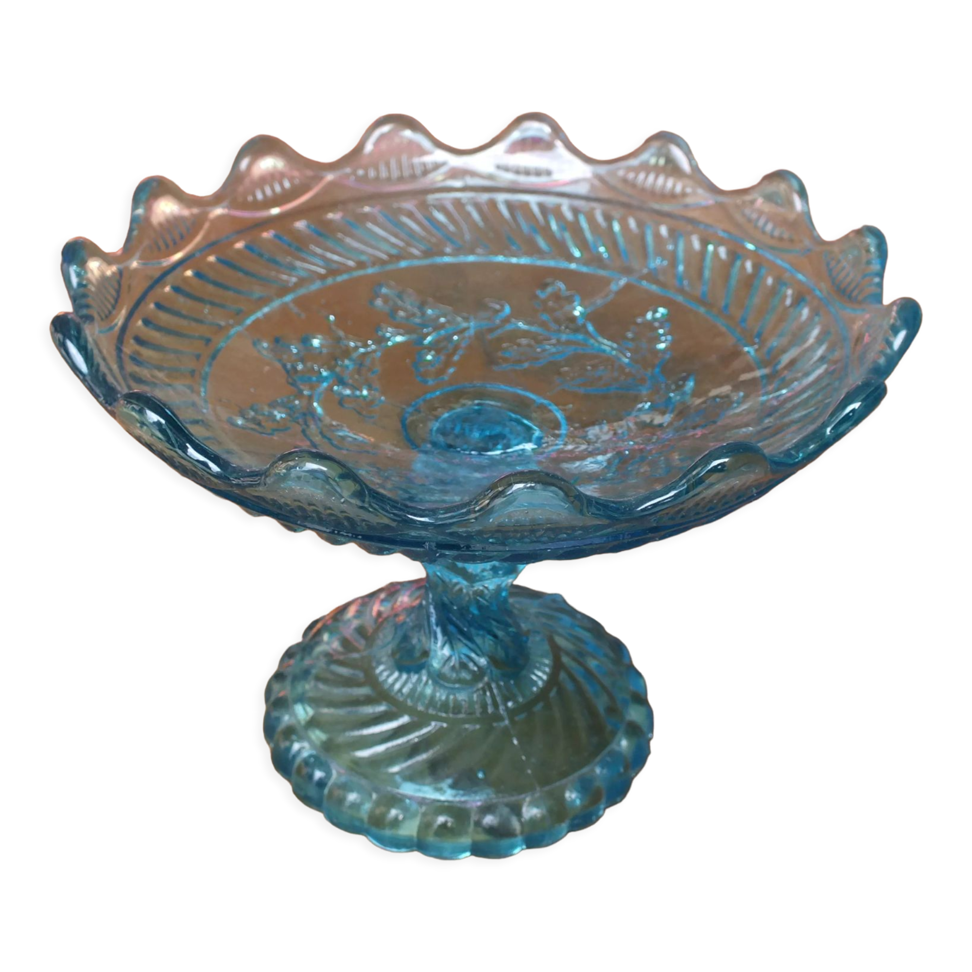 Blue molded glass display cup - Geoge Sand, 19th