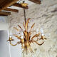 Golden metal wheat epis chandelier 1970