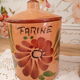 Set of 4 vintage kitchen pots in terracotta decoration daisy