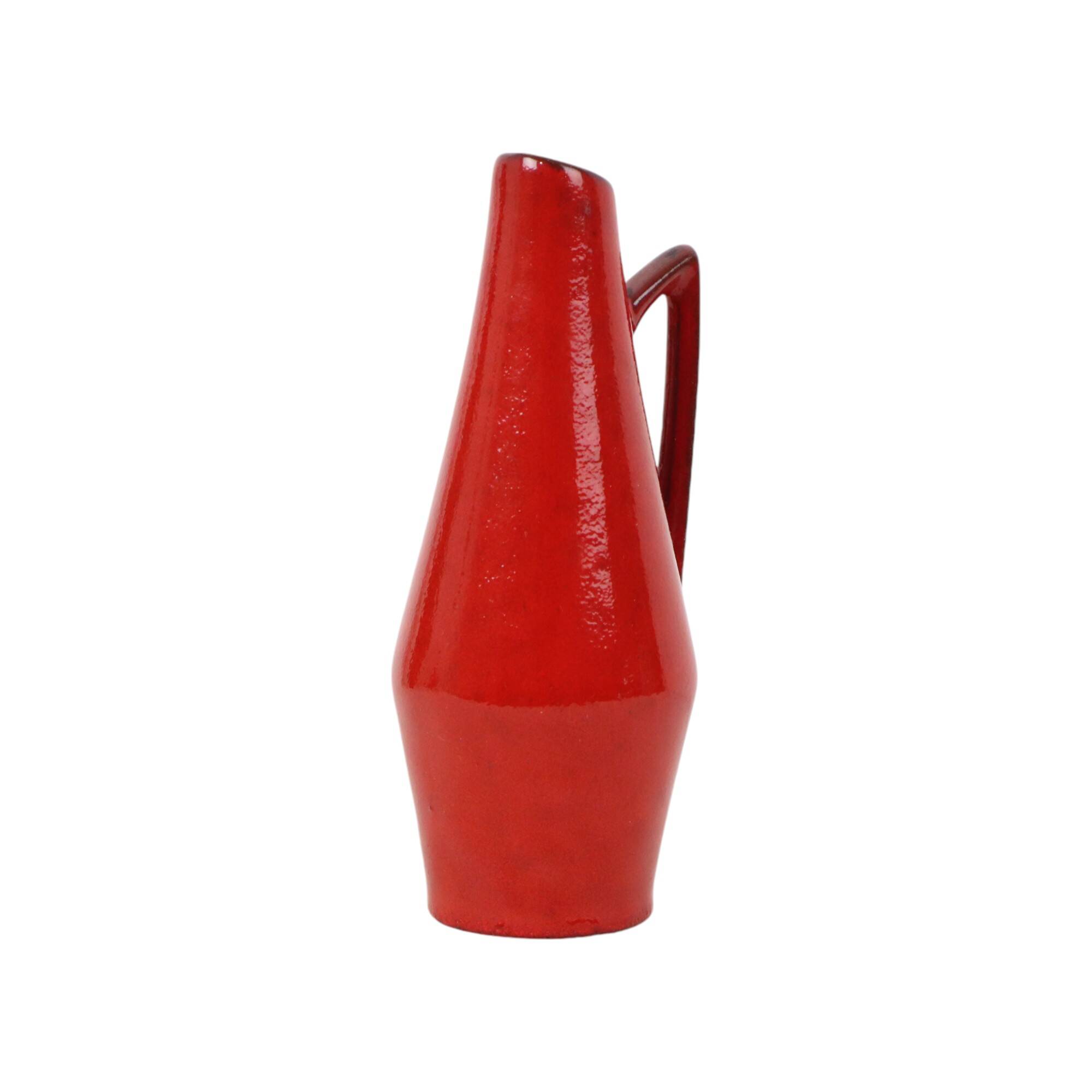 Rare Red Design Vase By Heinz Siery West Germany 271-22