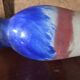Paire de grands vases cornet à fixer en verre soufflé – Décor tricolore – L 56 cm