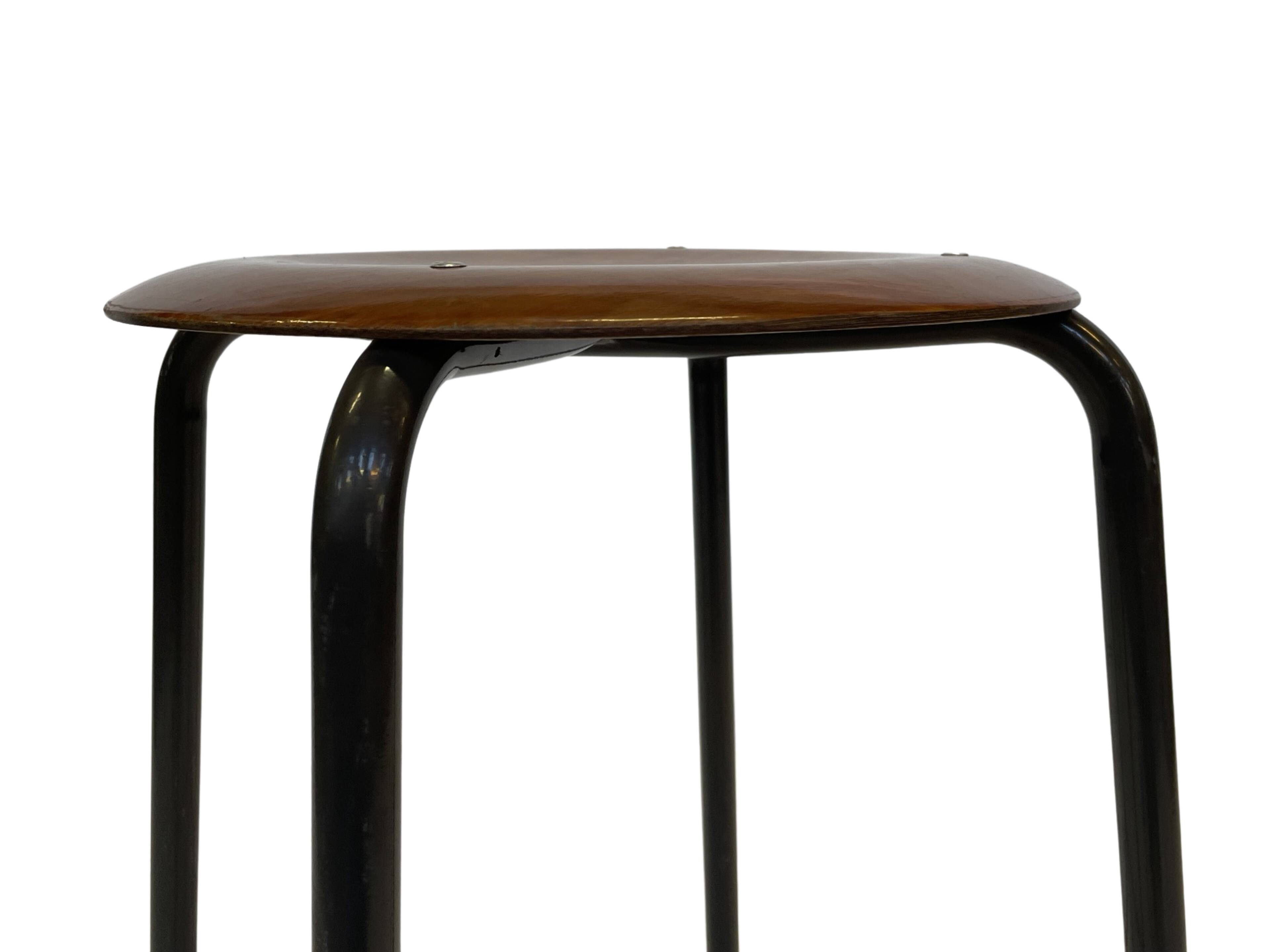 Vintage school stool, 1970s industrial design, Dutch minimalist