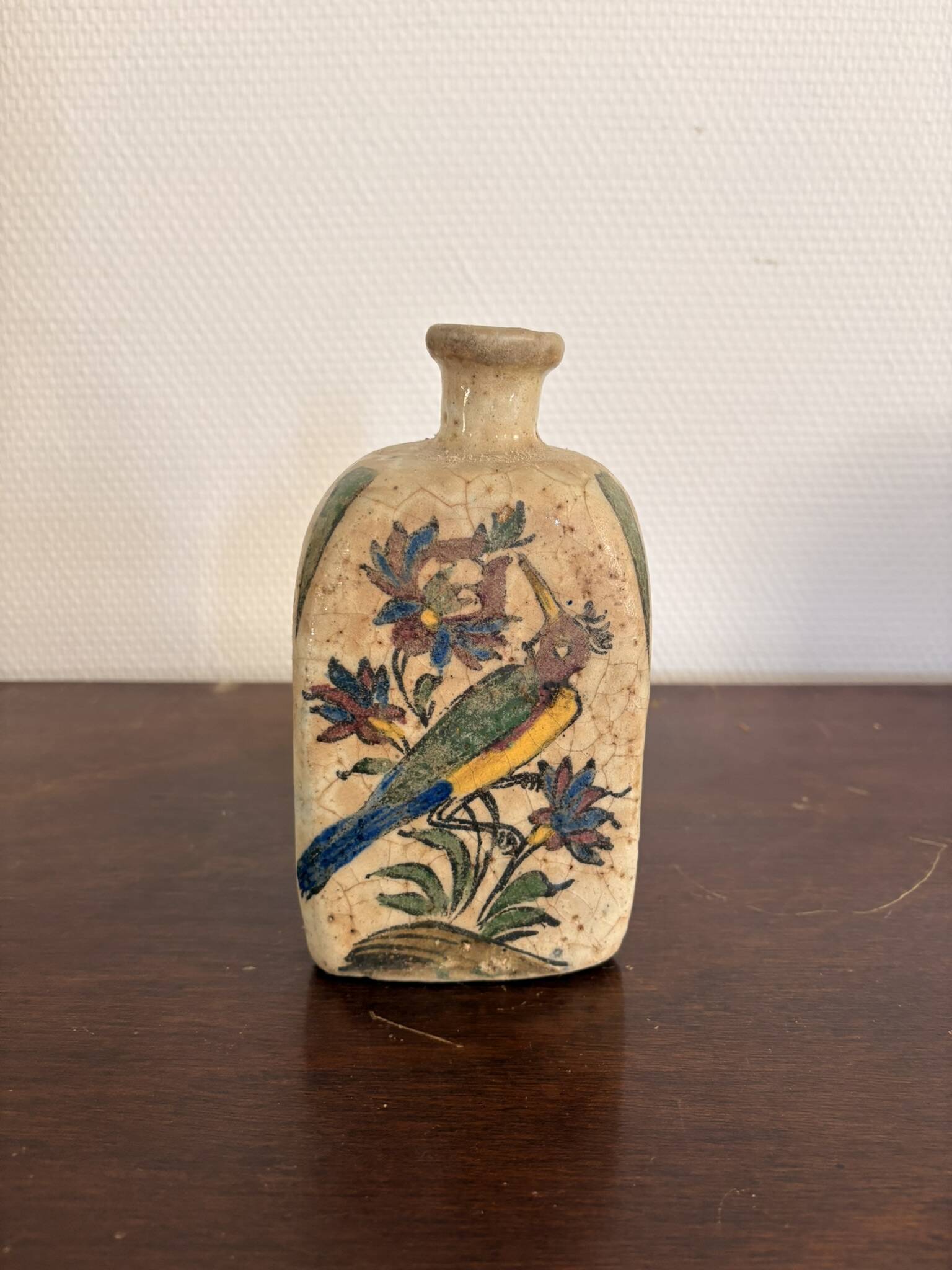 Ancient triangular vase perfume bottle Kohl Persian Qajar Iran Cavalier Gul O