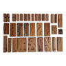 Ensemble de lettres d'imprimerie en bois blond anciennes, 13 cm