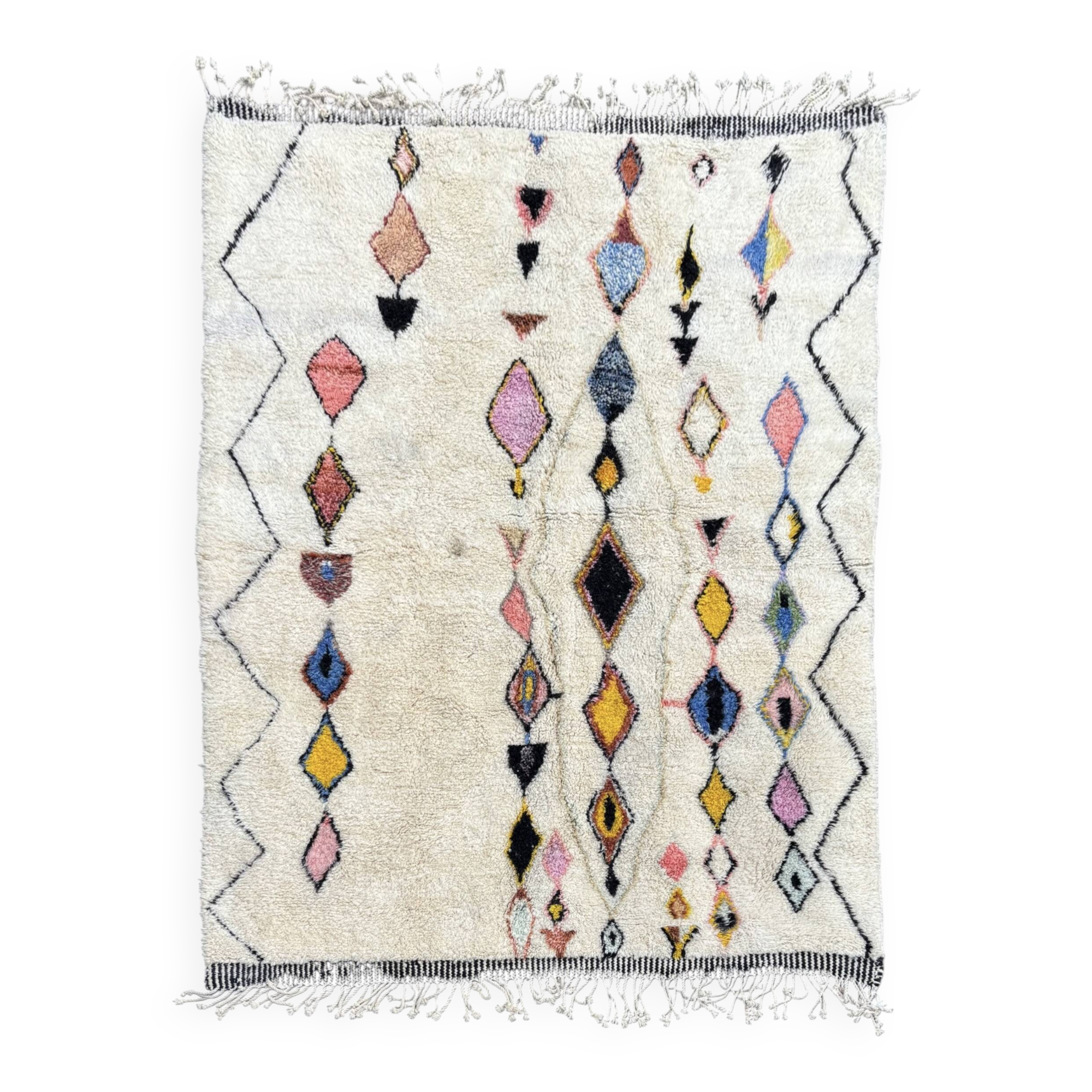 New Moroccan Berber rug M'rirt – 200x300 cm – Multicolored diamonds