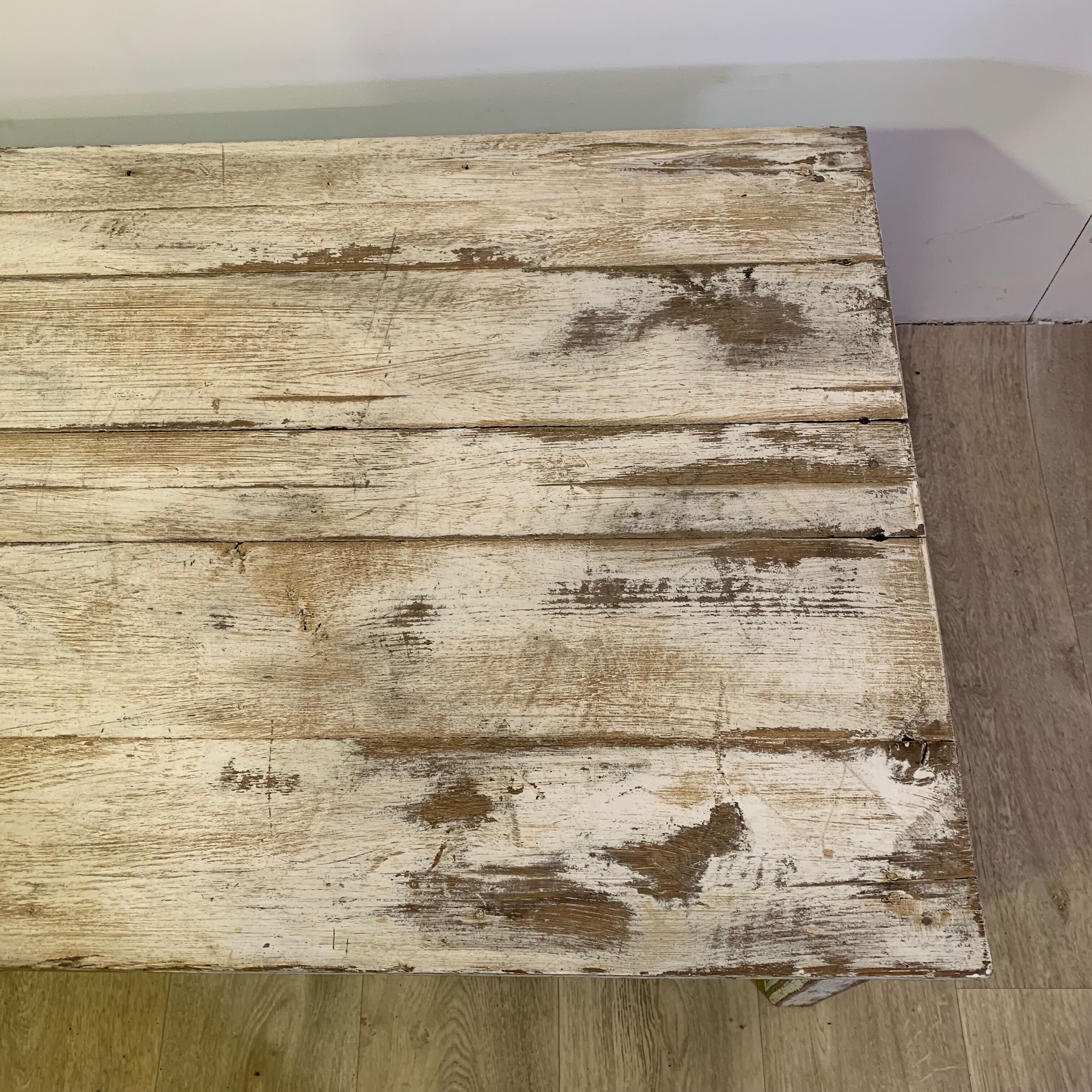 White patinated wooden coffee table
