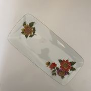 Vintage glass cake dish flower designs
