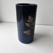 Blue ceramic vase with roller signed AB (signature to be identified)