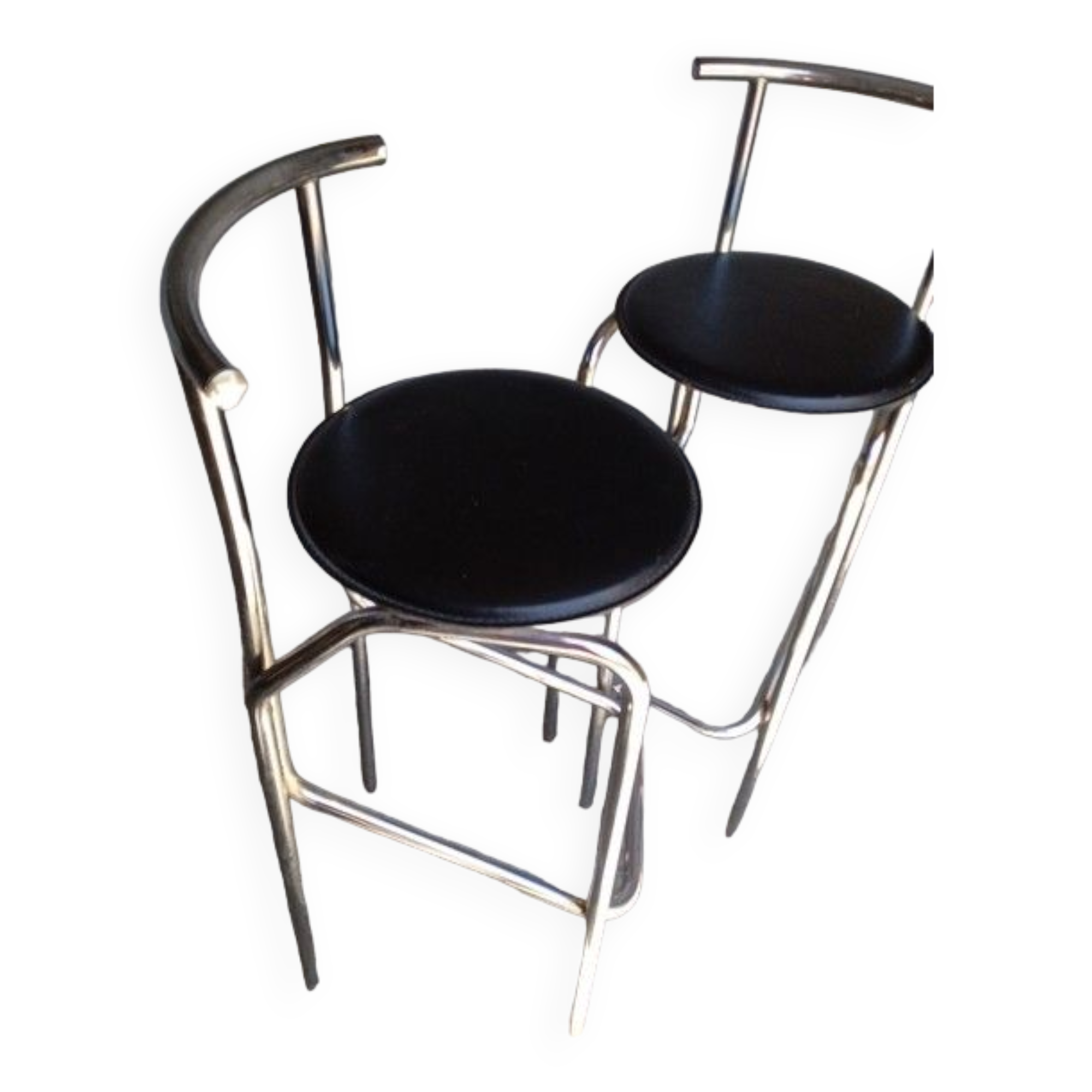 2 bar top stools metal chrome design 1980