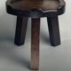 Sculptural oak brutalist chunky tripod stool, ca 1960s