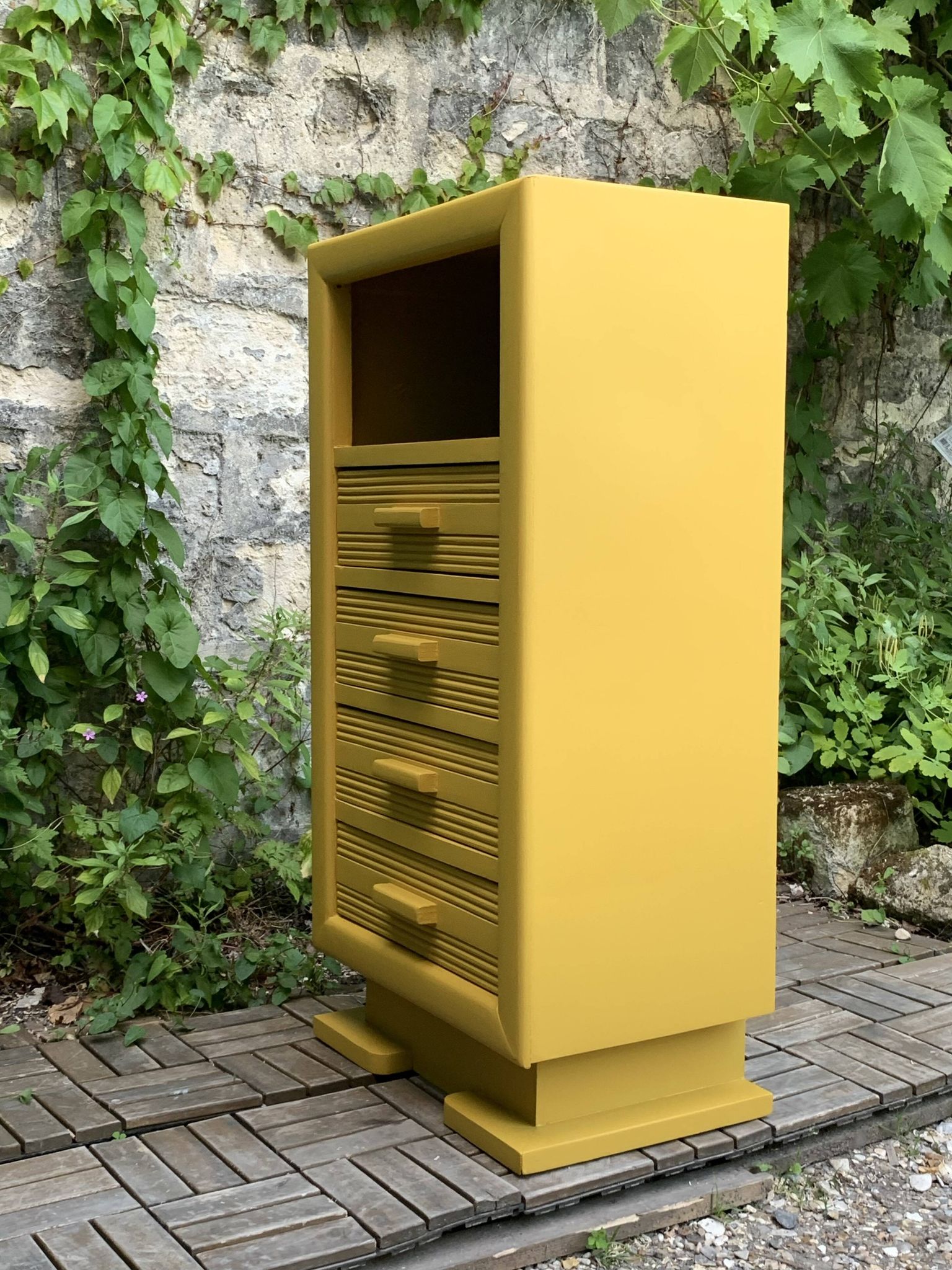 Ochre yellow Art Deco chest of drawers