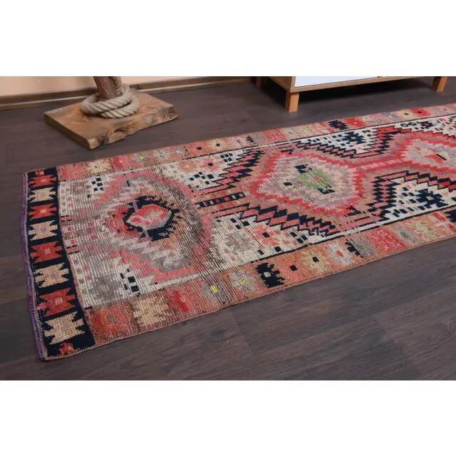 Vintage Turkish Oushak handmade wool runner 81x313