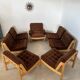 Old modular living room 7 armchairs and vintage Scandinavian design coffee table from the 60s