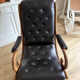 Ancien fauteuil Chesterfield Victoria / vintage / noir