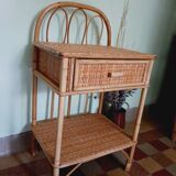 Table de chevet en rotin vintage 60'