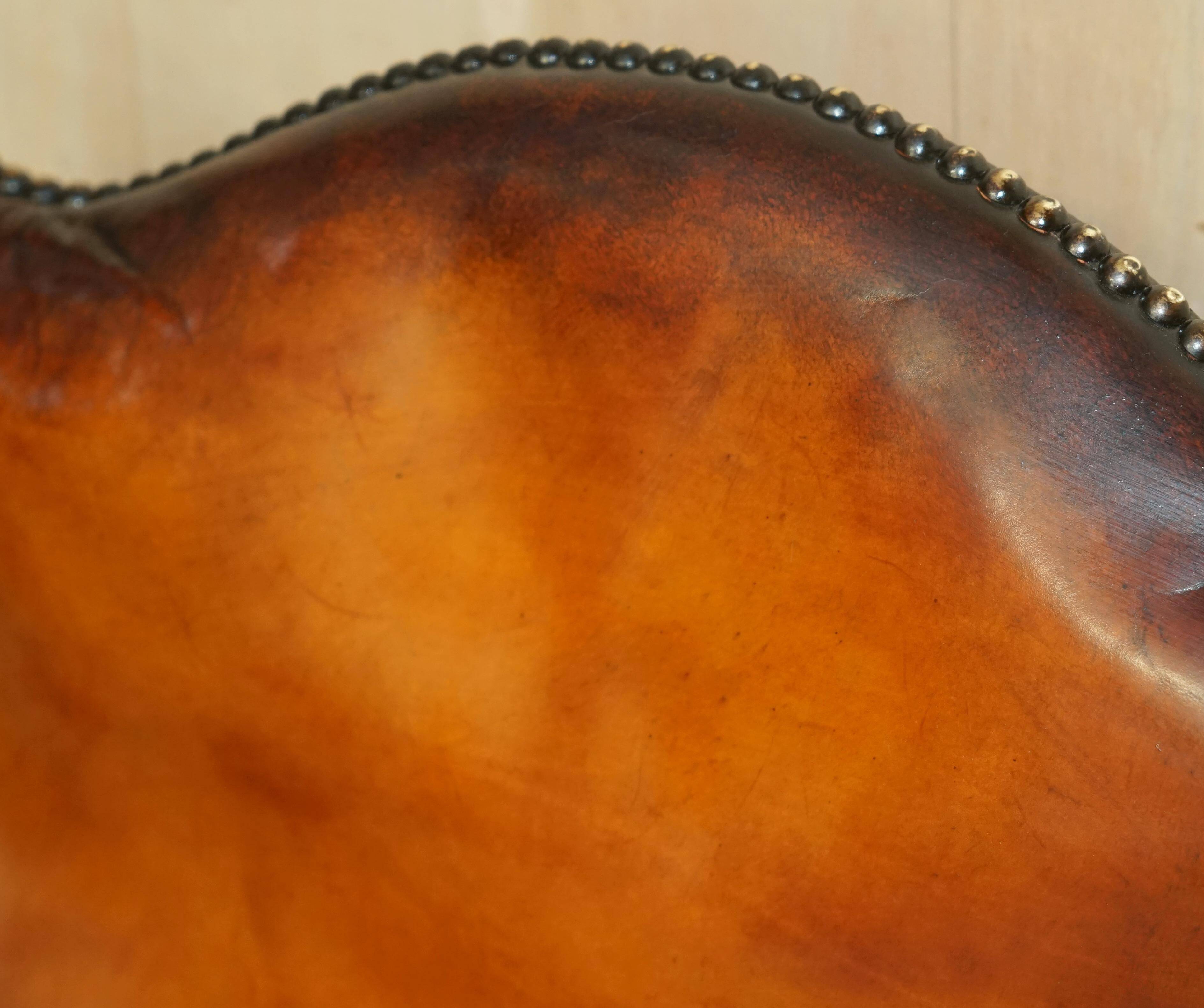 Fauteuil de bureau Gainsborough restauré cuir teint à la main