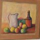 Swedish Oil on Board “Still Life with Jug,Bottle and Fruit” By CW Framed 60×51cm