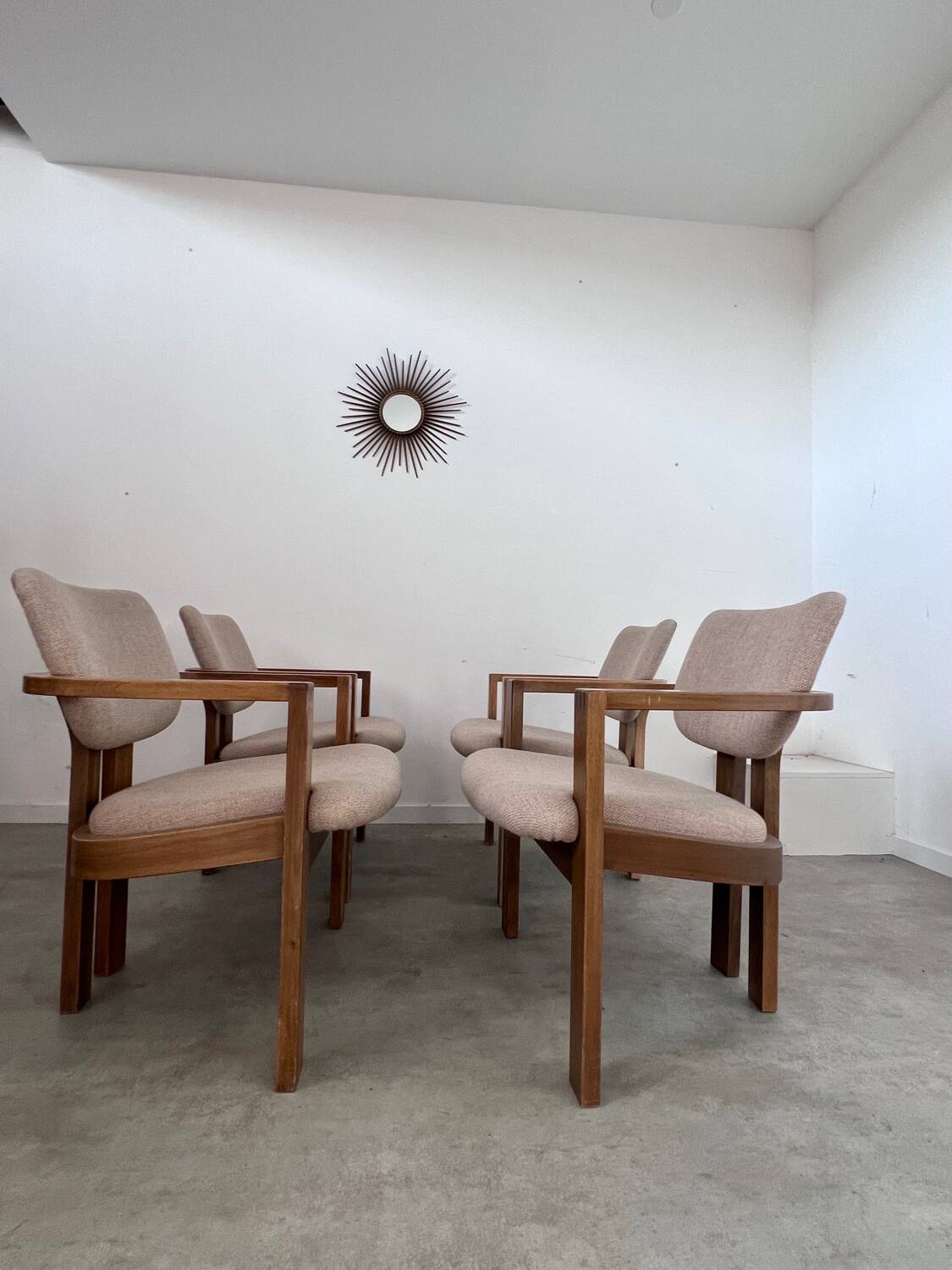 4 old armchairs Italian design chairs 70s vintage curved wood