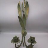 Vintage "sheaf of wheat" wall candle holder in painted brass