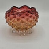 Bowl - glass pocket bowl with bubble decoration - Czechoslovakia, circa 19