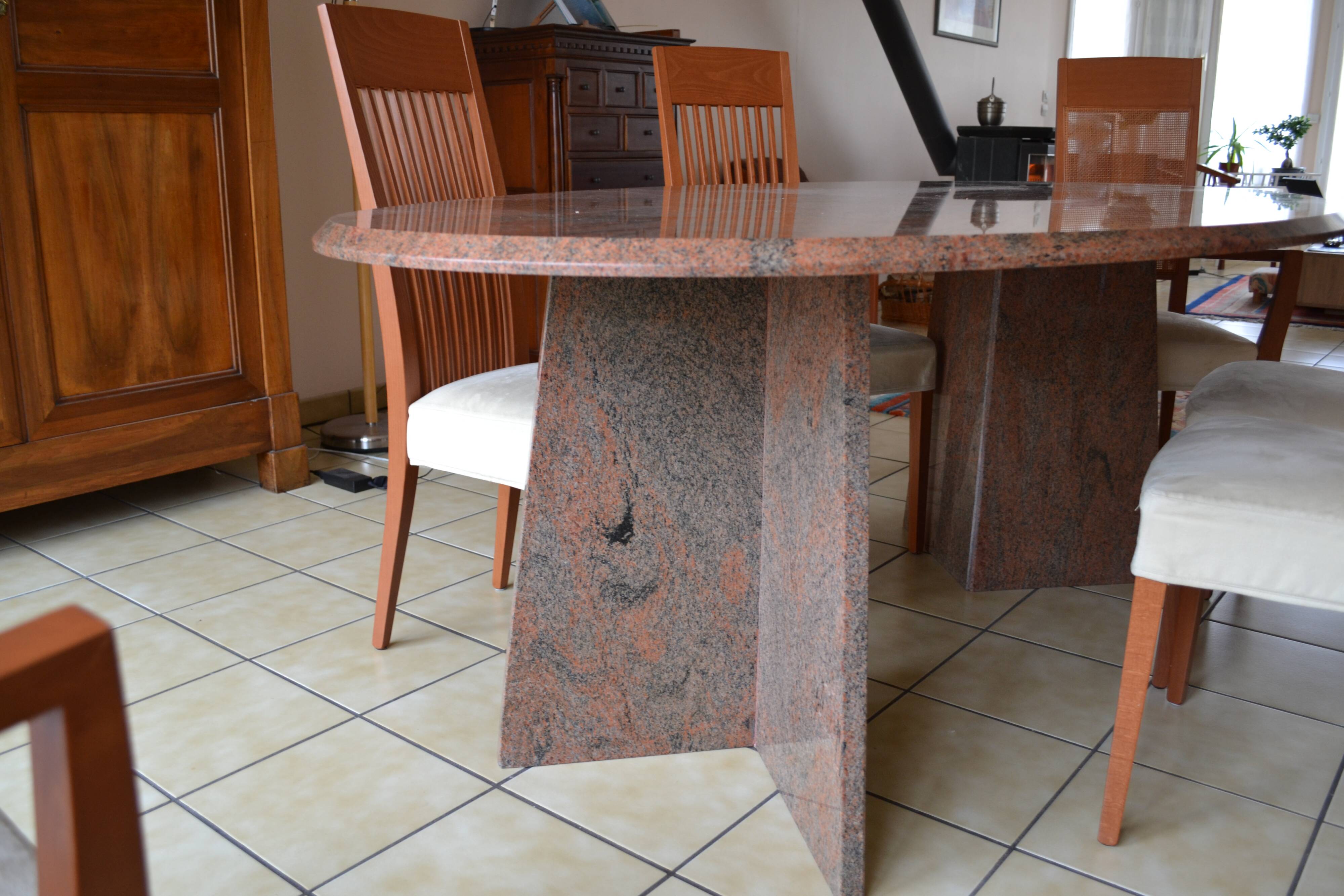 1990s oval granite dining table