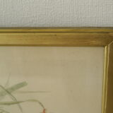 Watercolor frame golden bouquet of flowers