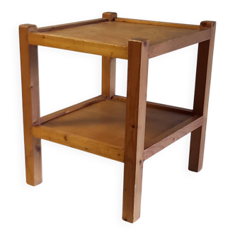 Solid pine side table - 1970s