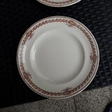 Set of 6 vintage flat plates, 23 cm, Longwy brand, Mireille pattern.