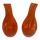 Pair of vintage blown glass vases in orange – Murano style – years
