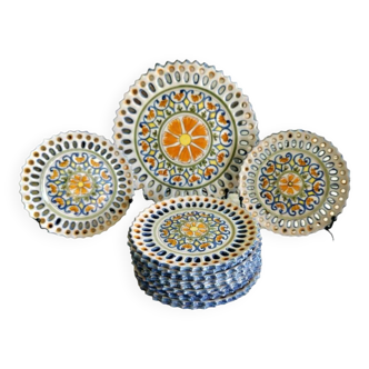 Antique Martes Tolosane French Cake Plate Set