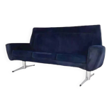 Scandinavian style sofa from the 50s - 60s in blue fabric and base