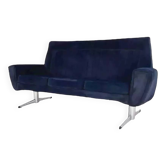 Scandinavian style sofa from the 50s - 60s in blue fabric and base