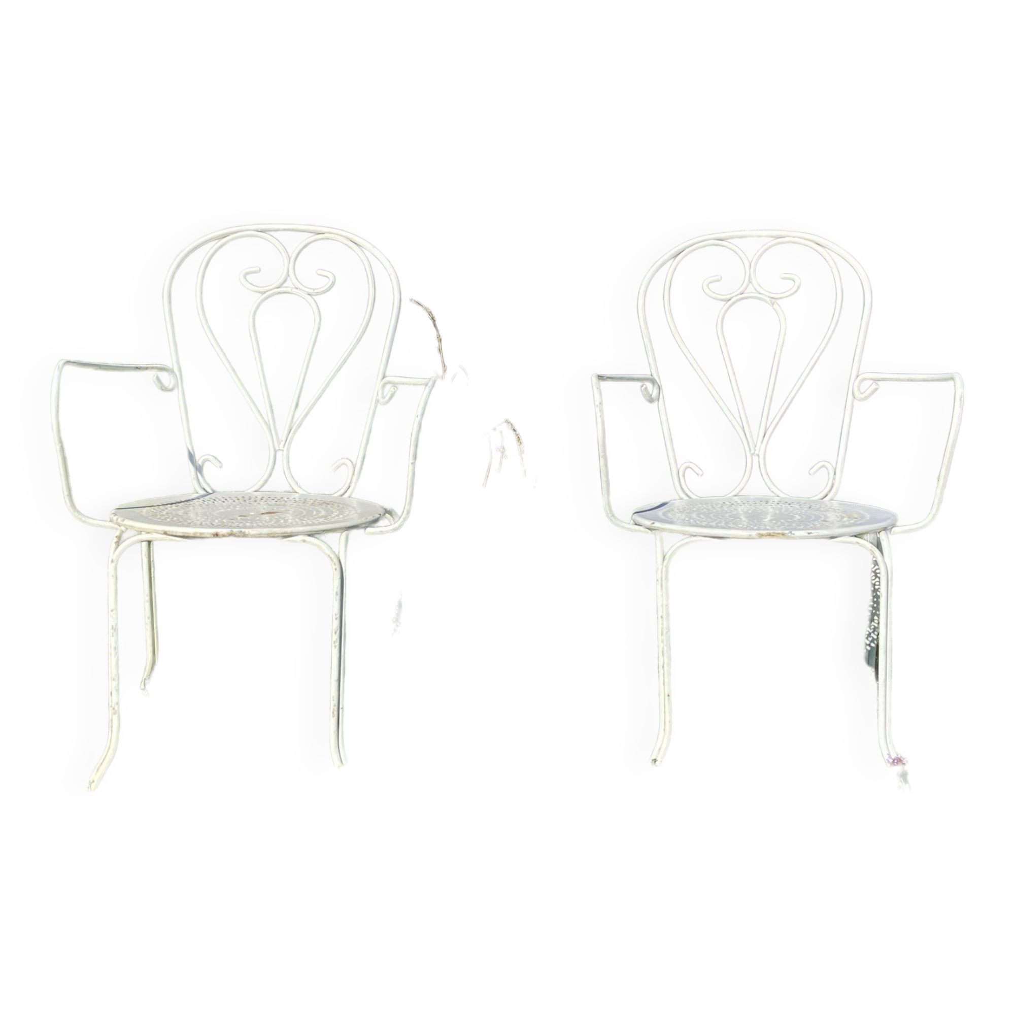 Pair of armchairs wrought iron garden chairs French iron armchairs 1950