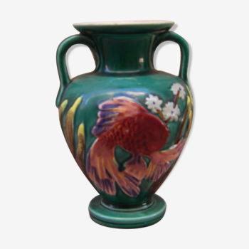Vase vintage "décor aux poissons"