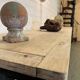 Ancien billot de boucher sur pied acier