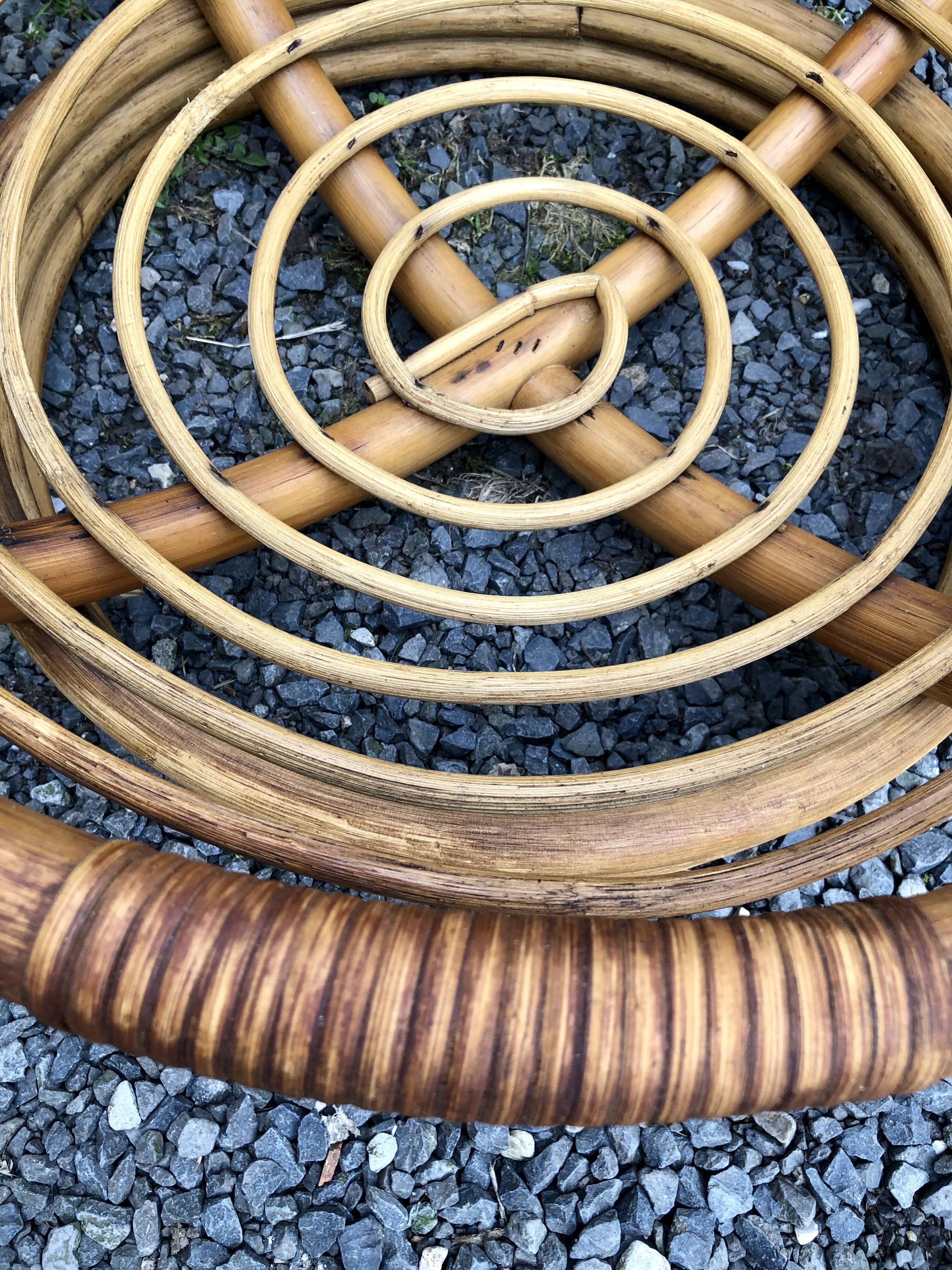Rattan and glass coffee table
