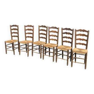 popup selency Matériaux - Ensemble de 6 chaises Paillées
