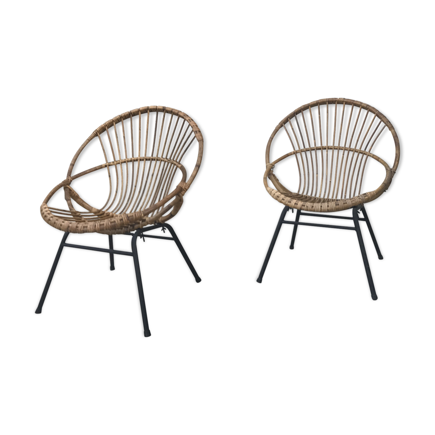 Pair of vintage rattan armchair