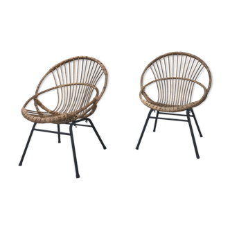 Pair of vintage rattan armchair