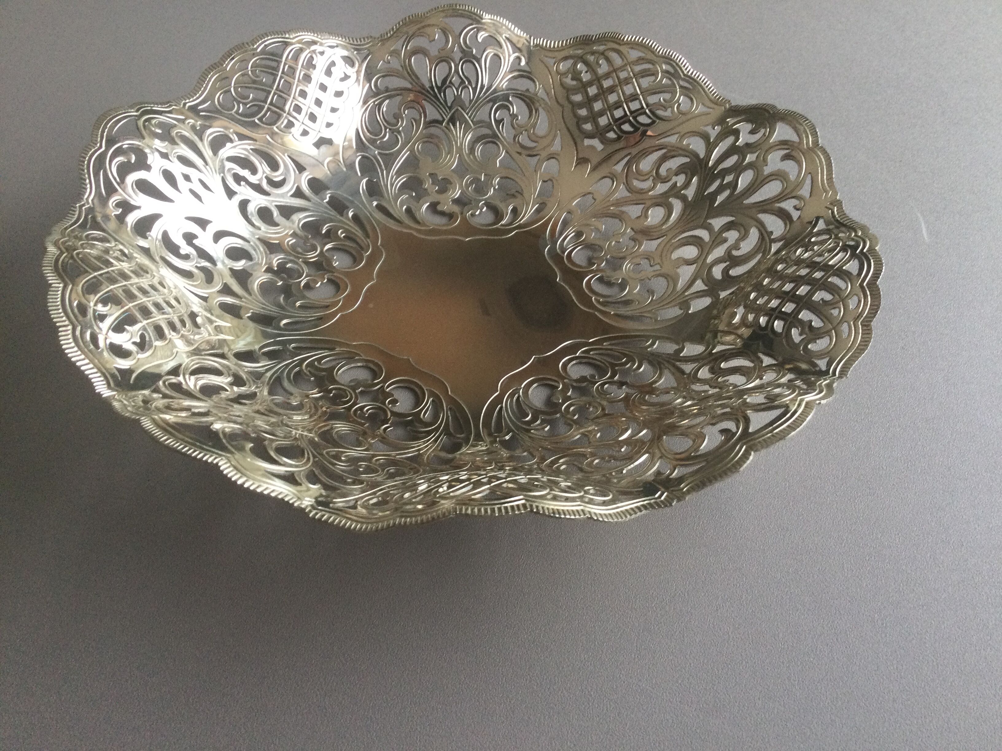 Silver metal bread basket