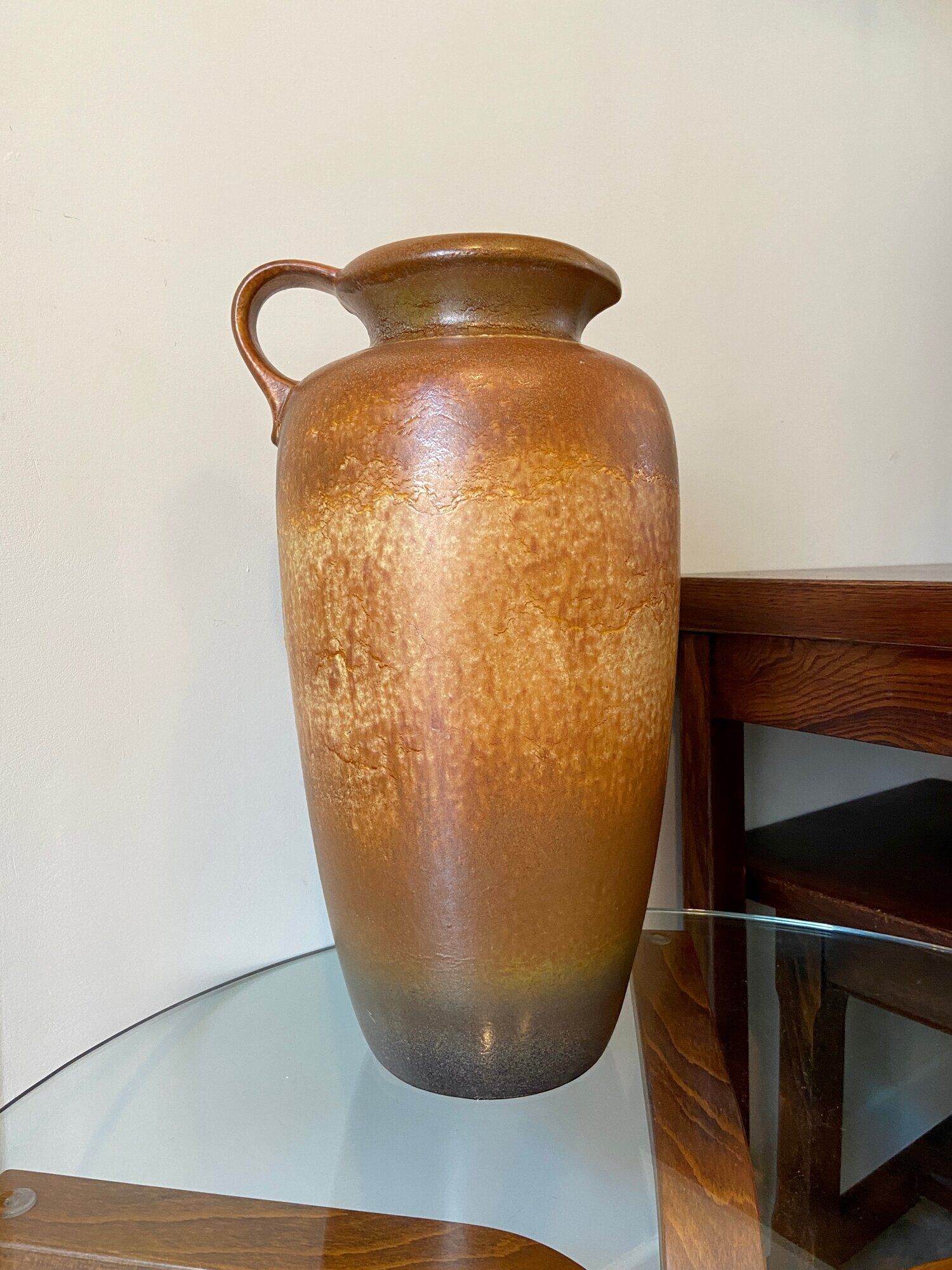 Brown enamelled ceramic vase W. Germany