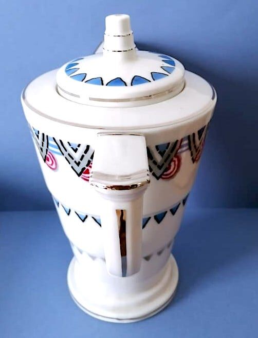 Limoges porcelain teapot with geometric décor