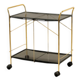 Vintage 1980s folding service trolley in metal, Italy