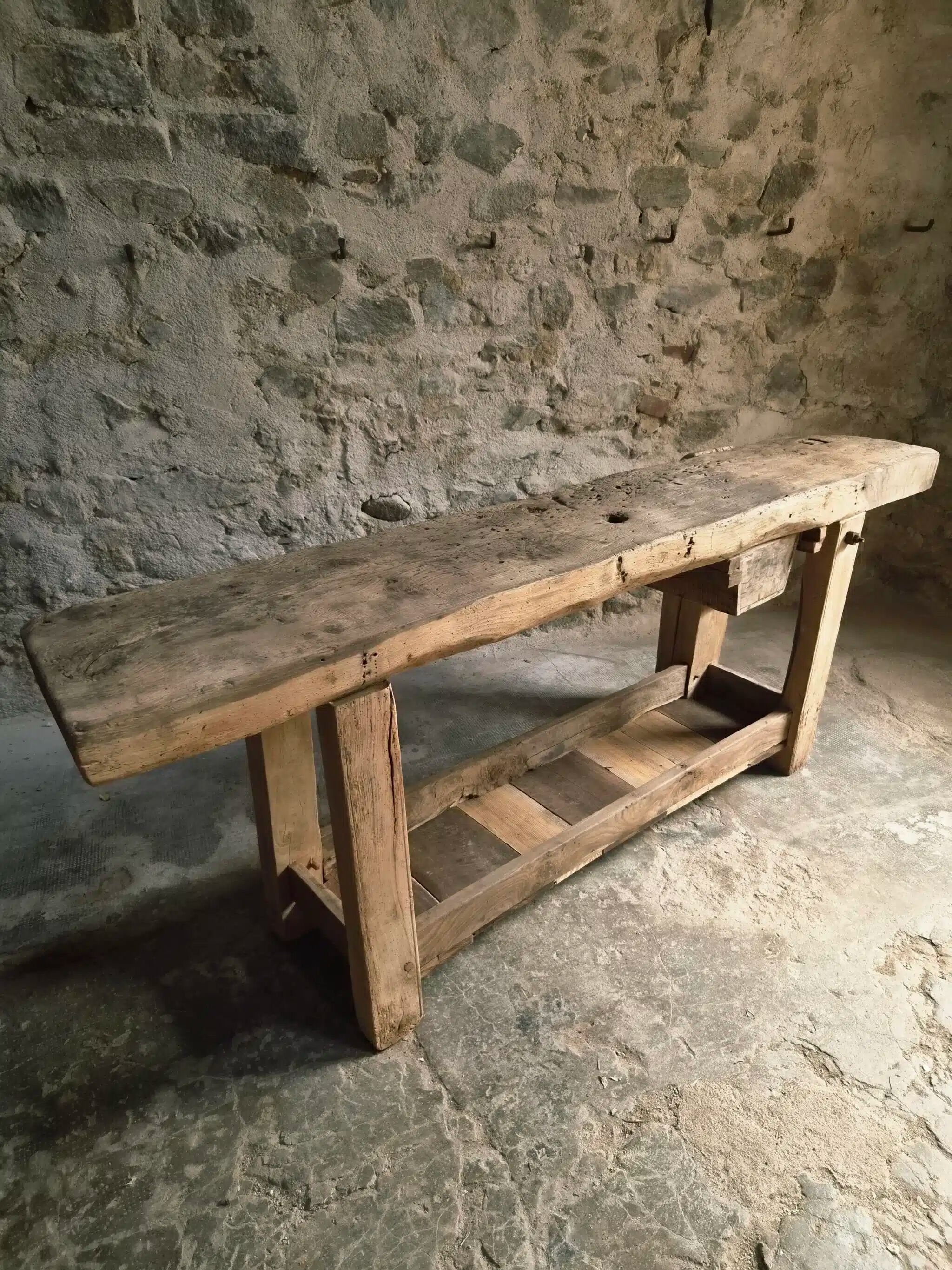 Ancient French oak table | Rustic console | 19th century